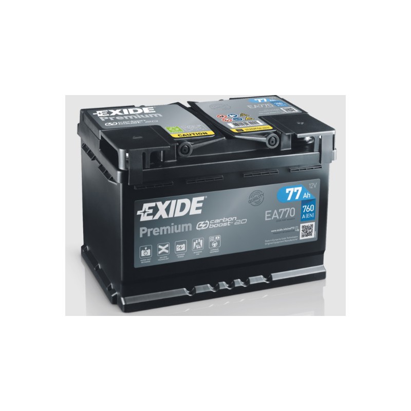Akumulator EXIDE 77Ah 760A 12V P+ EA770