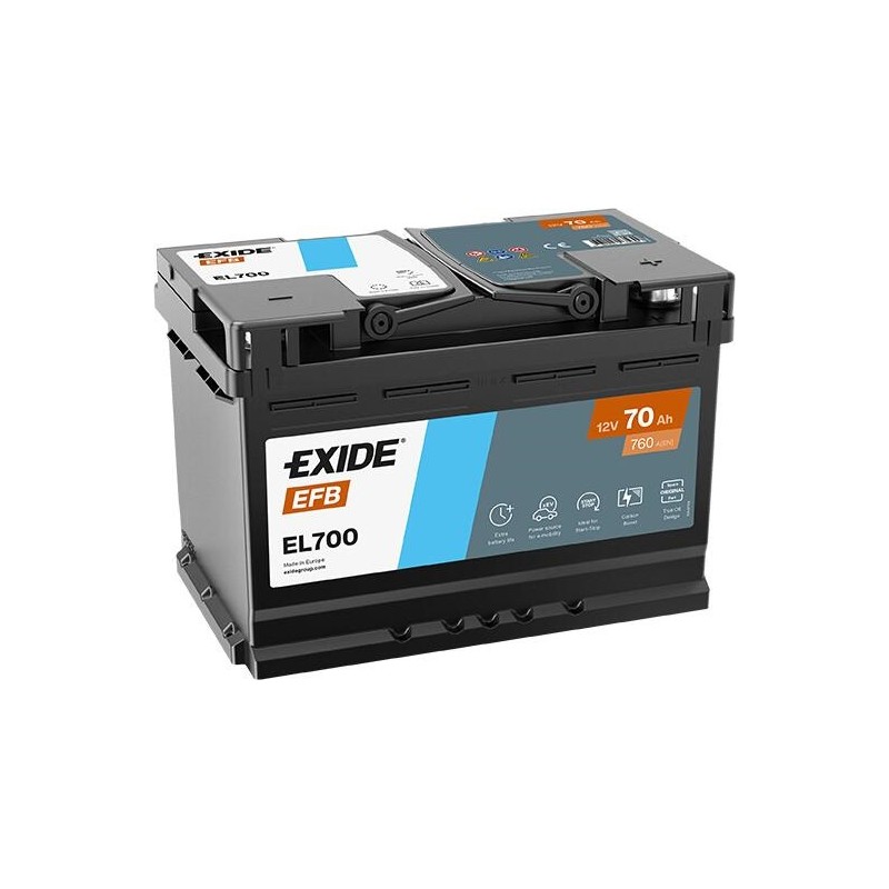 Akumulator EXIDE 70Ah 760A 12V P+ EL700 EFB