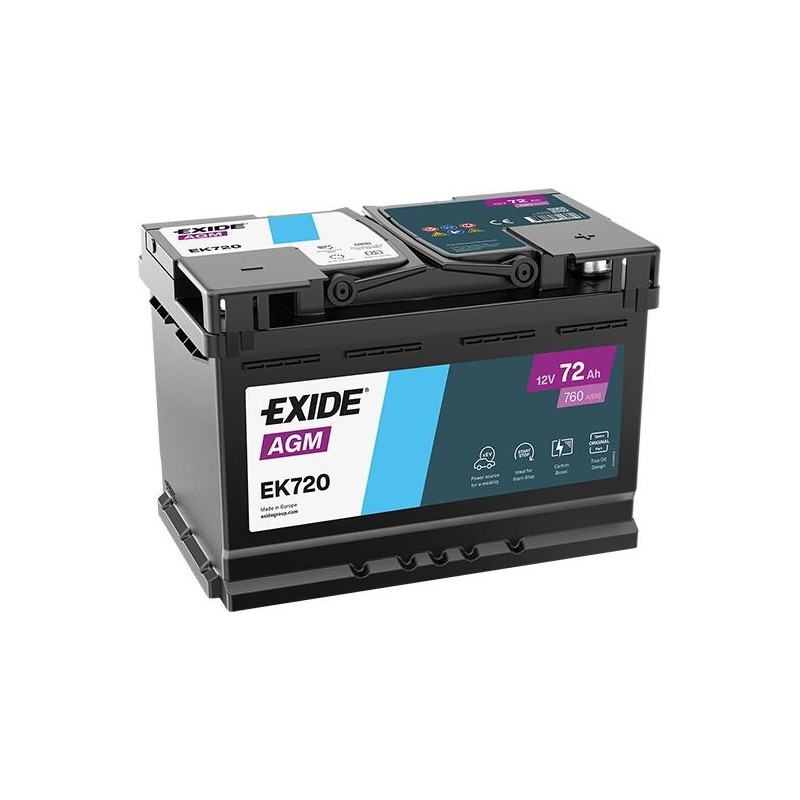Akumulator EXIDE 70Ah 760A 12V P+ EK720 AGM
