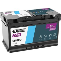 Akumulator EXIDE 82Ah 800A 12V P+ EK820 AGM